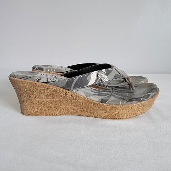 Island Slipper Wedge 3" Heel Sandals Womens Sz 10 Hawaiian Made In Hawaii USA - Picture 3 of 12